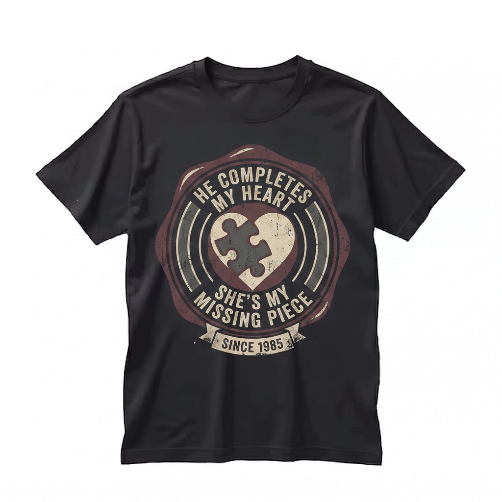 Funny Sarcastic Matching Couple Valentine Puzzle Heart Graphic Gift Unisex TShirt
