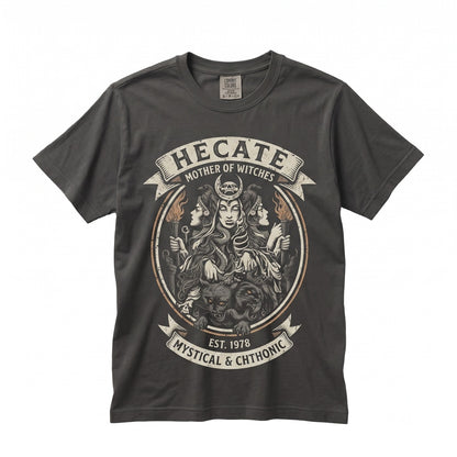 Dark Academia Triple Goddess Skull Raven Snake Feline Witchy Occult Graphic Cotton Vintage Black Unisex TShirt