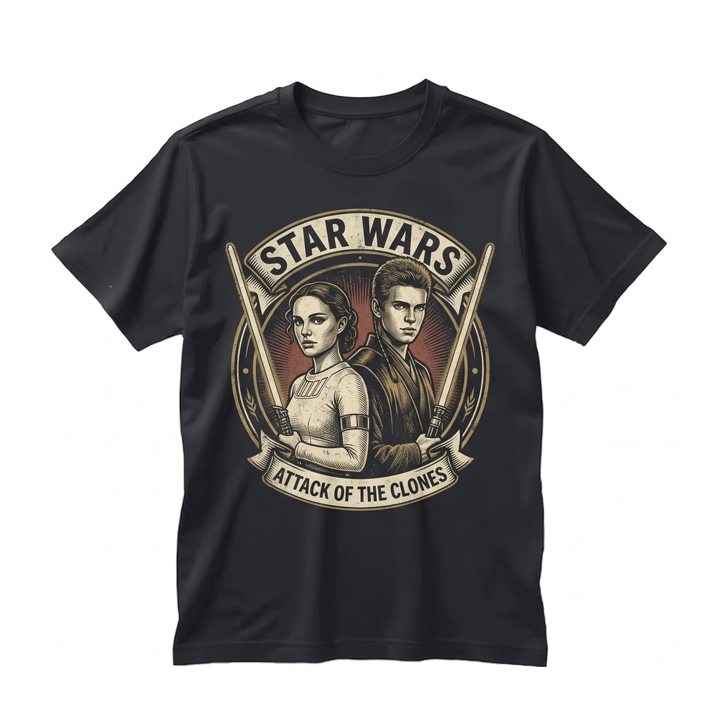 Retro Anakin Skywalker Padme Amidala Vintage Galactic Couple Graphic Top Unisex TShirt
