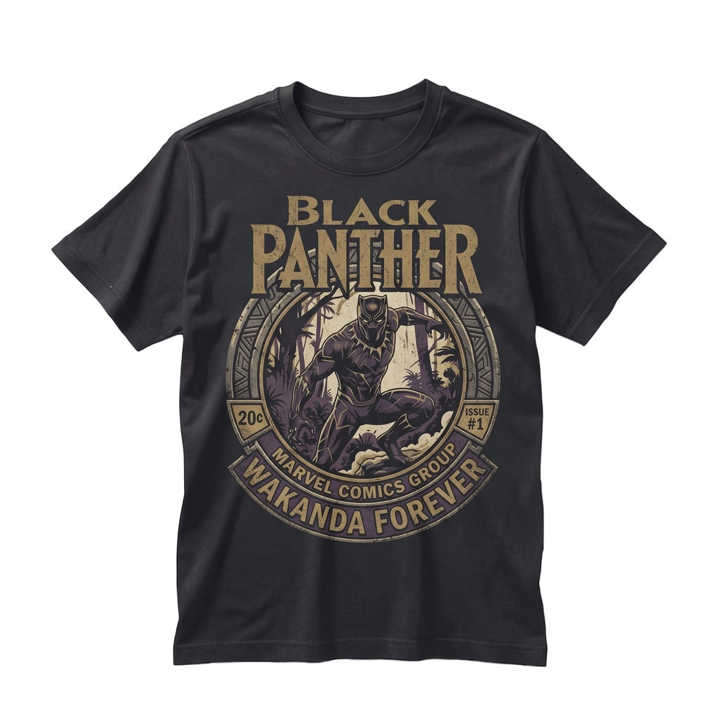 Oversized Vintage Comic Book Panther Hero Graphic Retro Cotton Top Gift Unisex TShirt