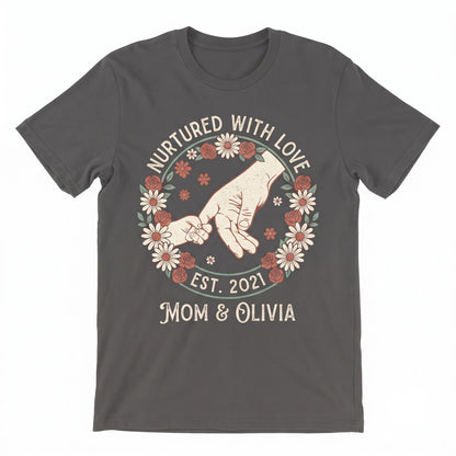 Personalized Mothers Day Gift Custom Children Names Family Holding Hands Unisex TShirt