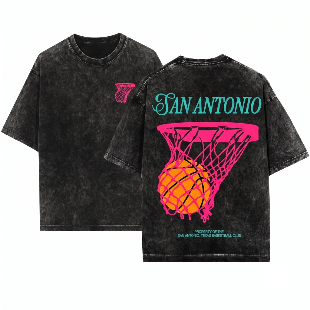 San Antonio Basketball Streetwear Graphic Game Day Fiesta Unisex Wash T-Shirt