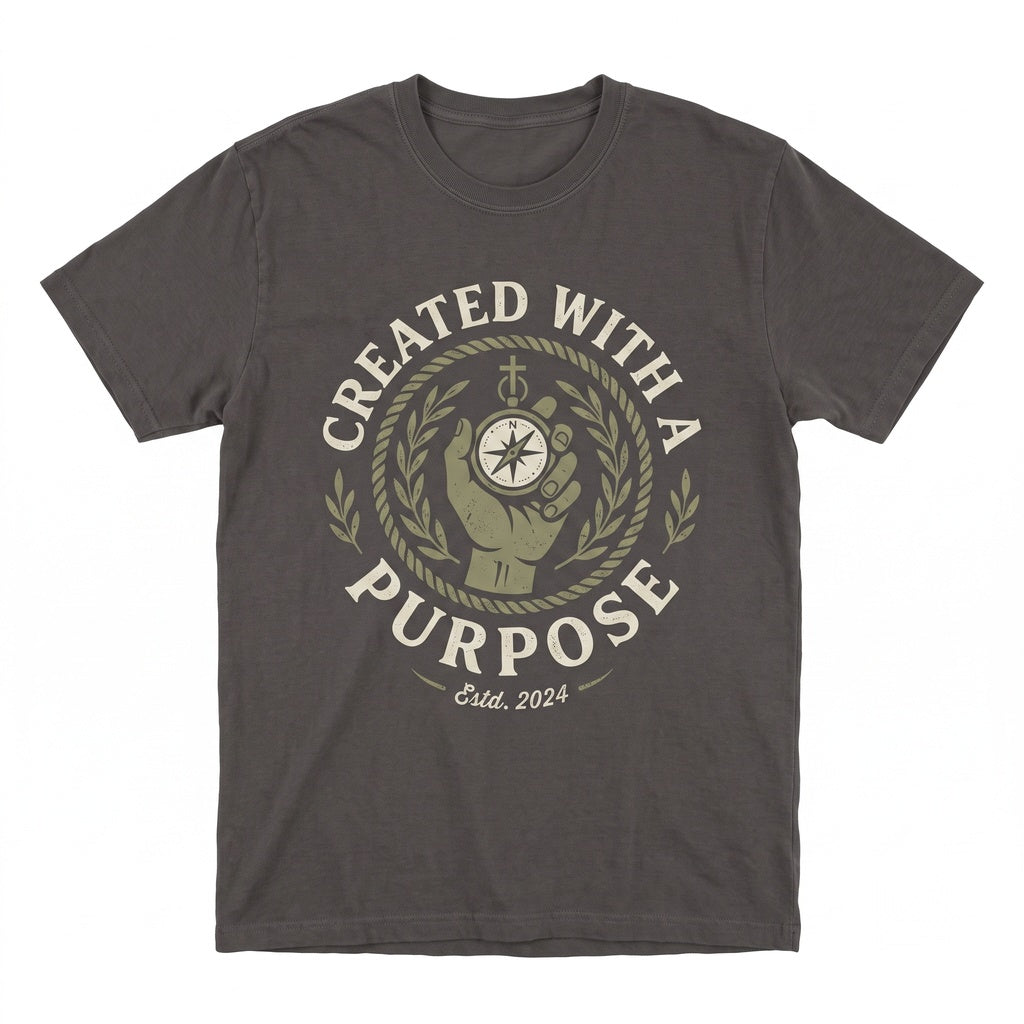 Created With A Purpose Christian Faith Religious Quote Graphic Top, Inspirational Bible Verse Apparel, Unisex TShirt