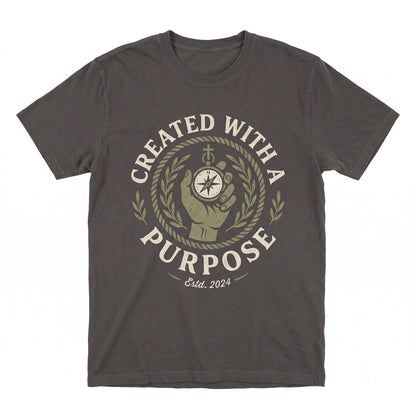 Created With A Purpose Christian Faith Religious Quote Graphic Top, Inspirational Bible Verse Apparel, Unisex TShirt