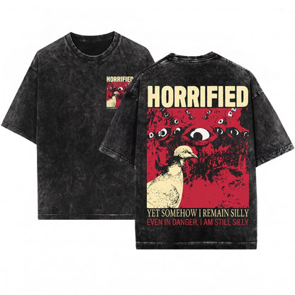 Funny Shocked Horrified Pigeon Bird Graphic Vintage Retro Apparel Unisex Wash T-Shirt