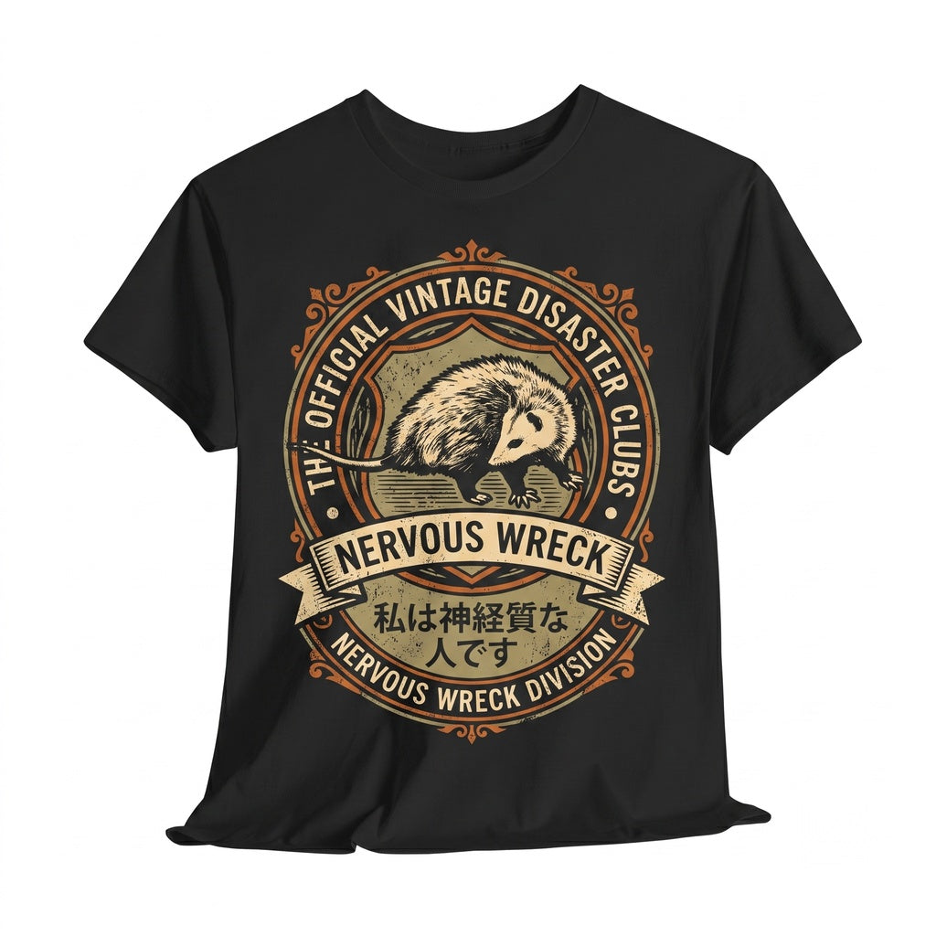 Funny Nervous Wreck Opossum Graphic Anxiety Meme Novelty Cotton Unisex TShirt
