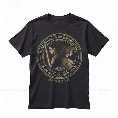 Vintage Attack of The Clones Anakin and Padme Movie Poster Graphic Sci-Fi Prequel World Trip Fan Apparel Unisex TShirt