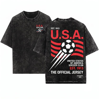 1990s United States Soccer Retro USA Team Graphic Unisex Wash T-Shirt