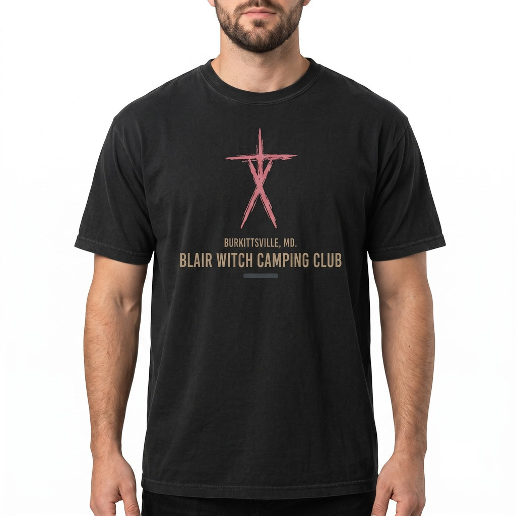 Vintage Spooky Woods Camping Club Retro Horror Film Graphic Unisex TShirt