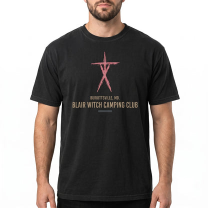 Vintage Spooky Woods Camping Club Retro Horror Film Graphic Unisex TShirt