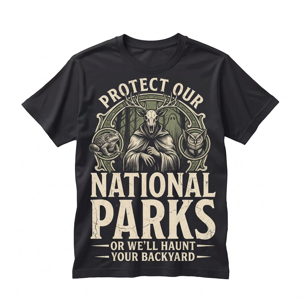 Protect Our National Parks Haunted Wildlife Forest Graphic Nature Outdoors Vintage Unisex TShirt