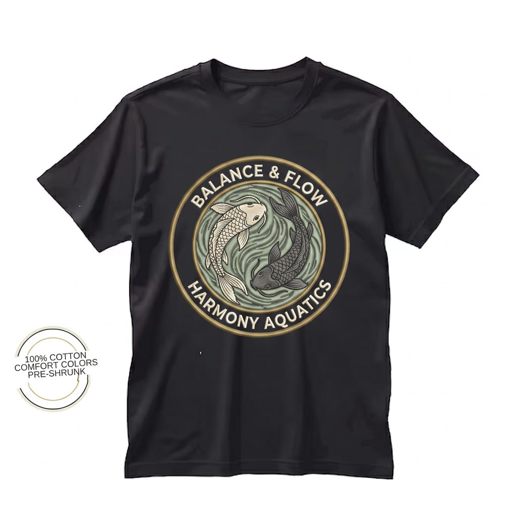 Embroidered Ocean and Moon Spirits Koi Fish Yin Yang Northern Water Tribe Anime Unisex TShirt