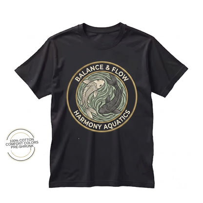 Embroidered Ocean and Moon Spirits Koi Fish Yin Yang Northern Water Tribe Anime Unisex TShirt