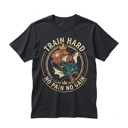 Retro Anime Fish Dragon Evolution No Pain Gain Fitness Workout Gamer Gift Graphic Apparel Unisex TShirt