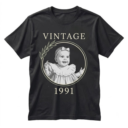 Personalized Custom Photo Birthday Gift Vintage 1995 30th 40th Milestone Unisex TShirt