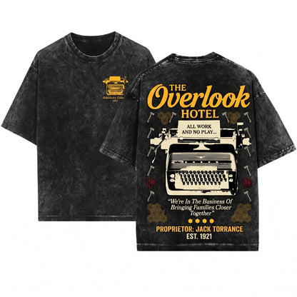 Vintage Overlook Hotel Horror Movie Graphic Unisex Wash T-Shirt