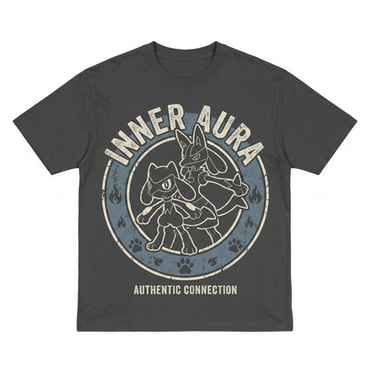Vintage Aura Fighting Dog Evolution Retro Gamer Graphic Streetwear Oversized Anime Unisex TShirt