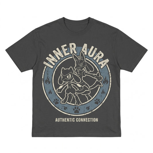 Vintage Aura Fighting Dog Evolution Retro Gamer Graphic Streetwear Oversized Anime Unisex TShirt