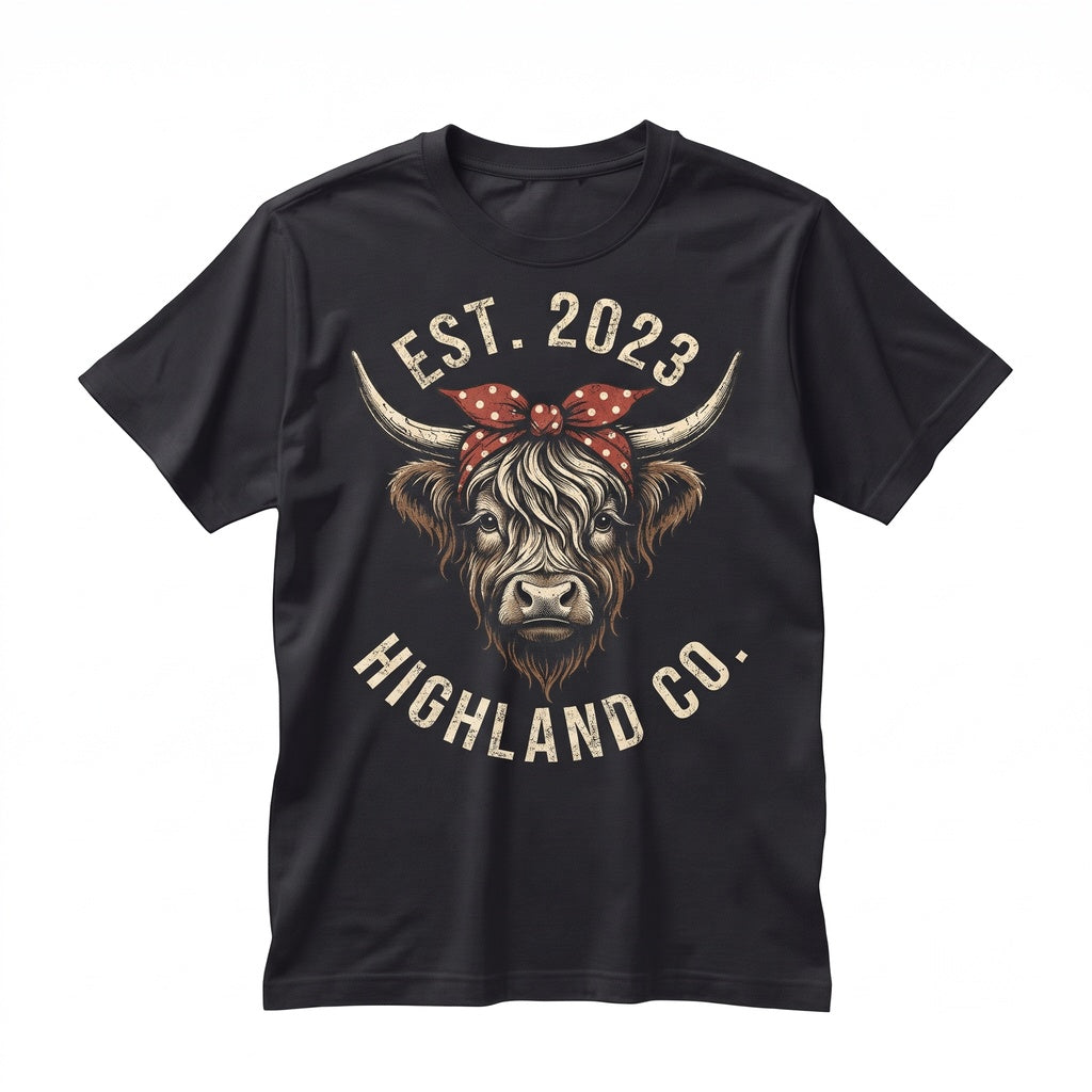Highland Cow Western Family Matching Farmhouse Heifer Country Graphic Unisex TShirt