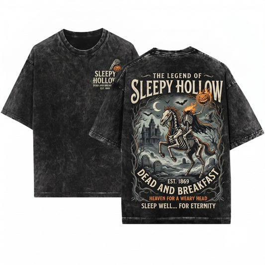 Vintage Halloween Sleepy Hollow Headless Horseman Horror Apparel Unisex Wash T-Shirt