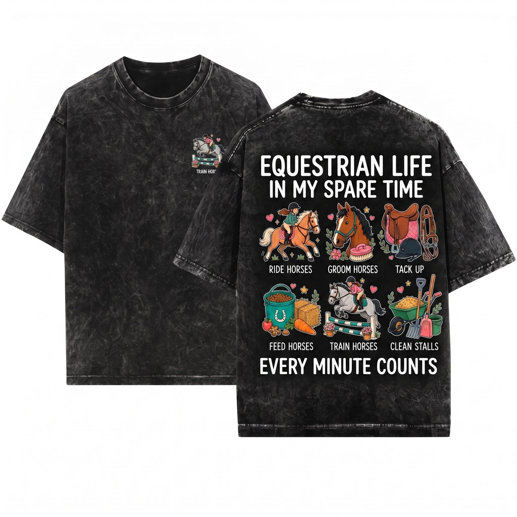 Horse Lover Gift Funny Equestrian Stable Life Unisex Wash T-Shirt