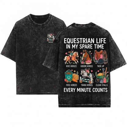Horse Lover Gift Funny Equestrian Stable Life Unisex Wash T-Shirt