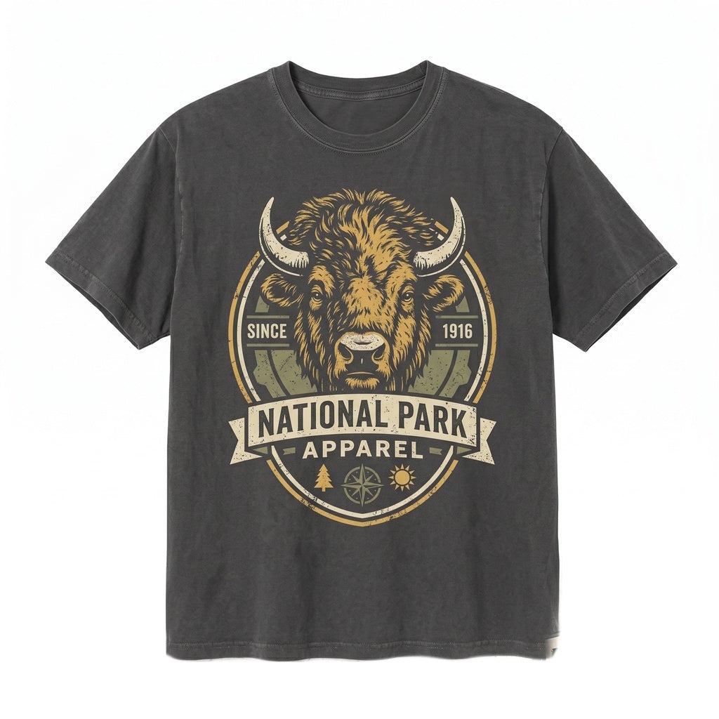 Vintage Bison Buffalo Lover Gift Western Cowboy Rustic Wildlife Outdoor Nature Country Unisex TShirt