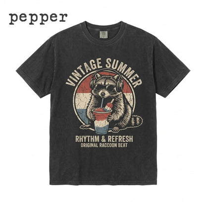 4th of July Patriotic American Raccoon Funny Meme Slushie Graphic Unisex TShirt