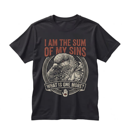I Am The Sum Of My Sins Vintage Japanese Funny Pigeon Graphic Humor Retro Unisex TShirt