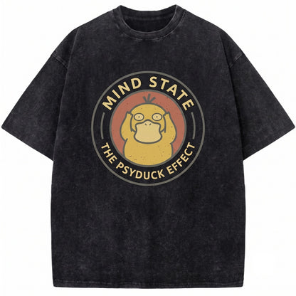 Vintage Psyduck Washed See No Evil Hear Speak Graphic Duck Funny Anime Oversized Gift Unisex TShirt