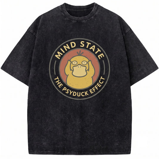 Vintage Psyduck Washed See No Evil Hear Speak Graphic Duck Funny Anime Oversized Gift Unisex TShirt