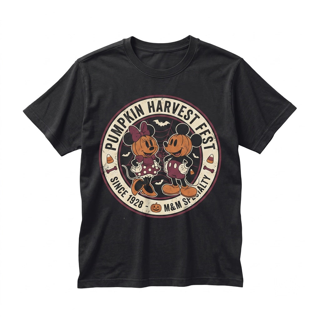 Retro Pumpkin Mouse Ears Halloween Family Matching Vintage Holiday Vacation Tops Unisex TShirt