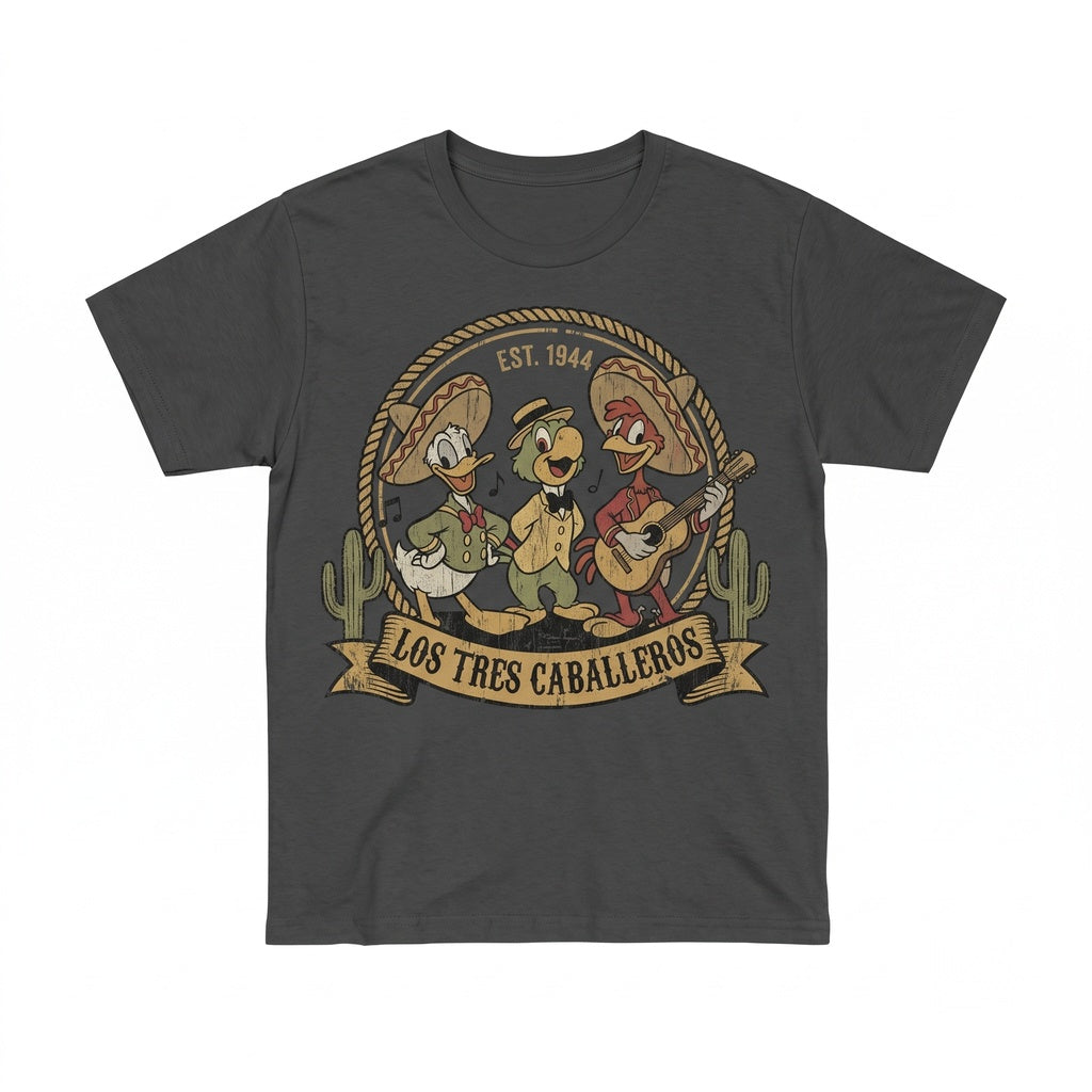 Oversized Three Caballeros Mexico Pavilion Retro Donald Duck Panchito Jose Carioca Graphic Apparel Unisex TShirt