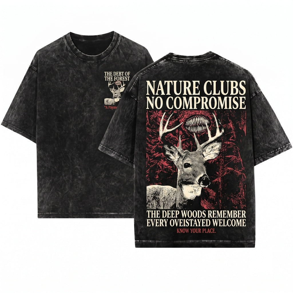 I Have Overstayed My Welcome Vintage Japanese Deer Graphic Sarcastic Quote Unisex Wash T-Shirt