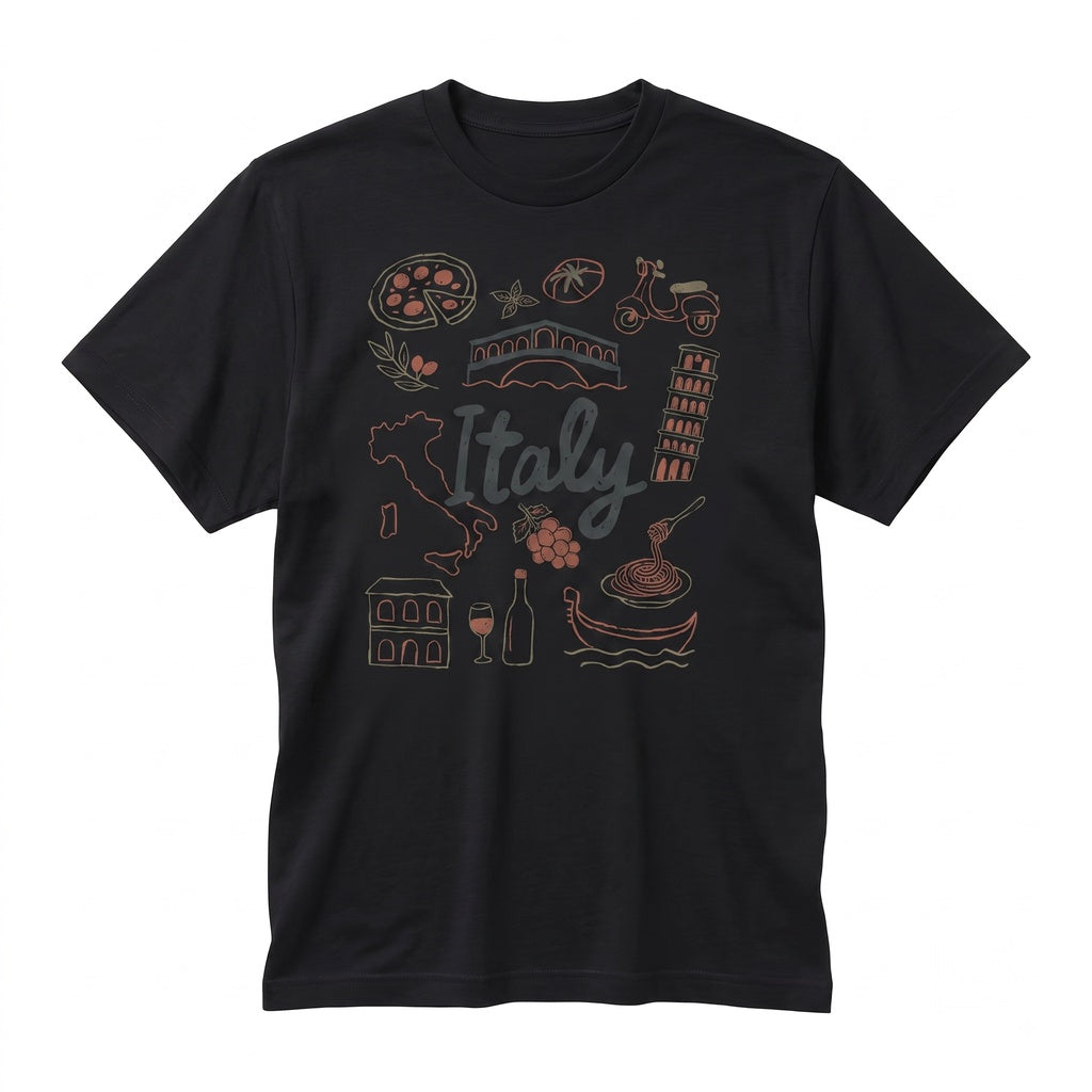 Whimsical Italian Summer Travel Vacation Graphic Unisex TShirt
