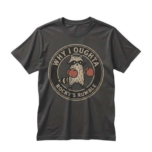 Why I Oughta Embroidered Boxing Raccoon Funny Vintage Graphic Unisex TShirt