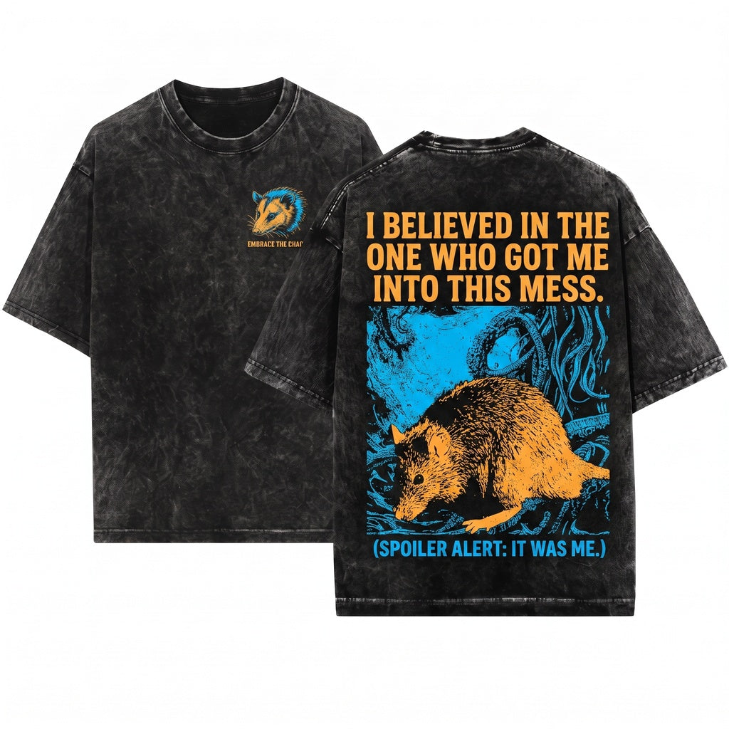 Believe In Myself Rat Graphic Vintage Retro Funny Quote Novelty Unisex Wash T-Shirt