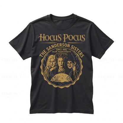 Retro Witch Sisters Graphic Halloween Party Apparel Salem Spooky Graphic Unisex TShirt