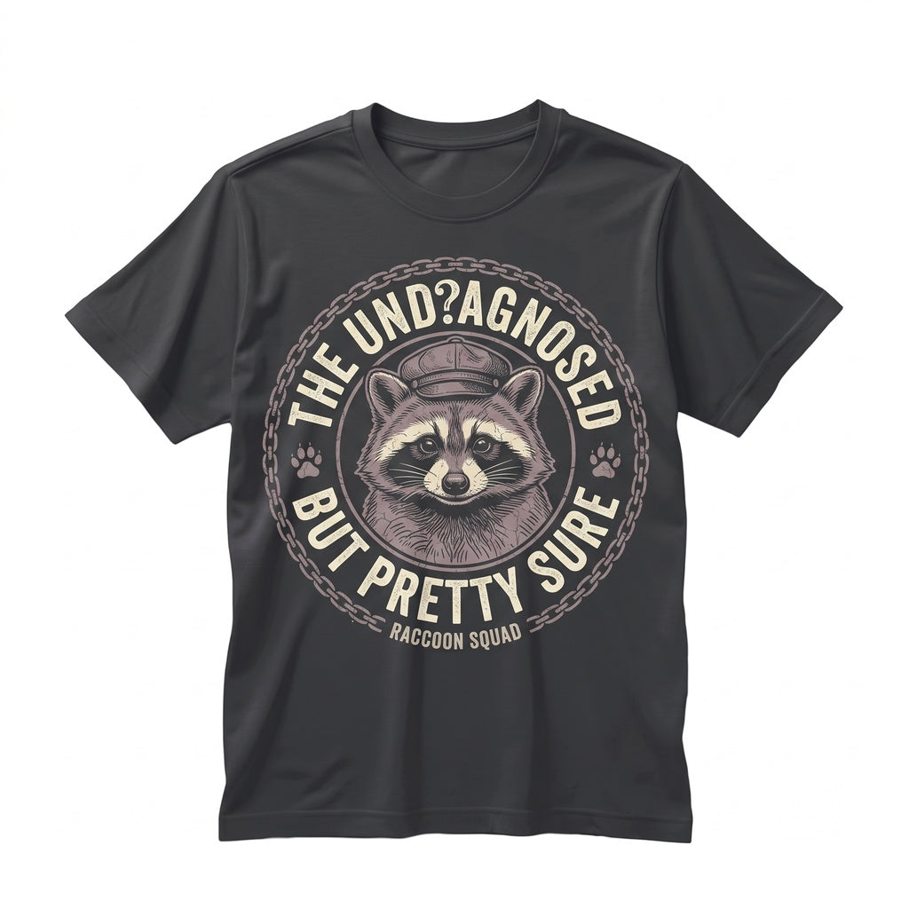 Undiagnosed Raccoon Graphic Funny Sarcastic Vintage Style Retro Humor Apparel Unisex TShirt