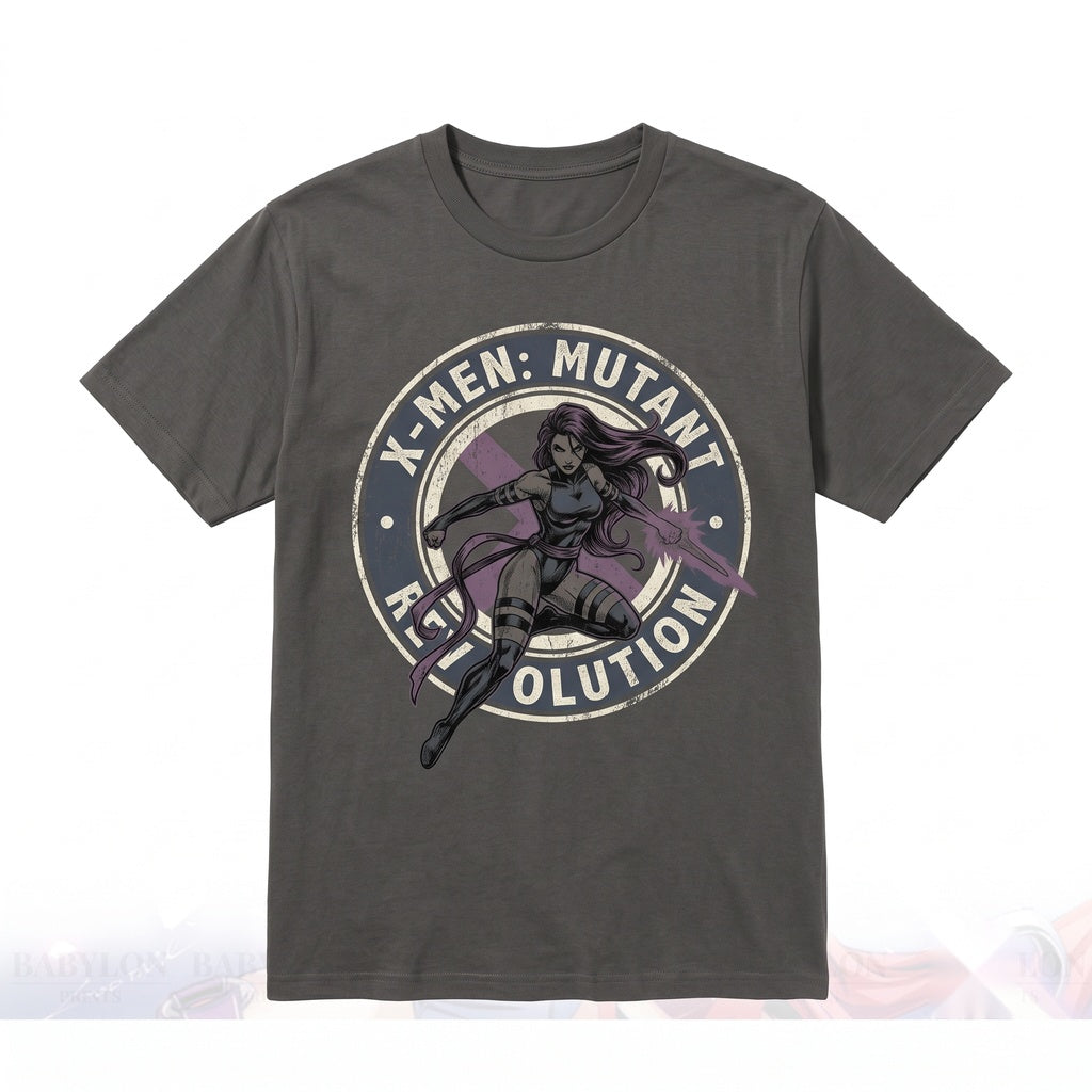 Oversized Psylocke Mutant Comic Book Graphic Apparel, Vintage Super Hero Retro Cotton Top Unisex TShirt