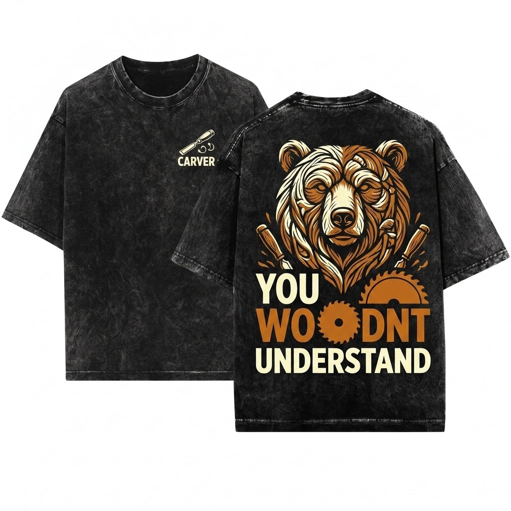 Chainsaw Wood Carving Carpenter Craft Carver Gift Unisex Wash T-Shirt