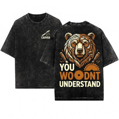 Chainsaw Wood Carving Carpenter Craft Carver Gift Unisex Wash T-Shirt