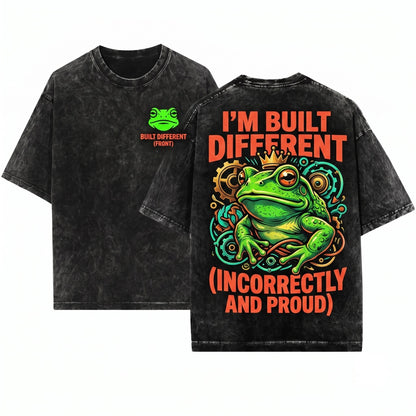 Built Different Incorrectly Funny Frog Meme Graphic Graphic Unisex Wash T-Shirt