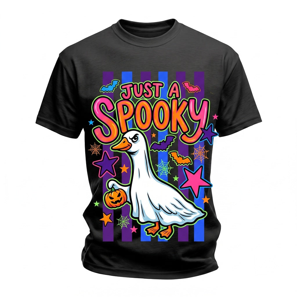 Just A Spooky Goose Cute Ghost Halloween Pink Vibes Gift Retro Pumpkin Unisex TShirt