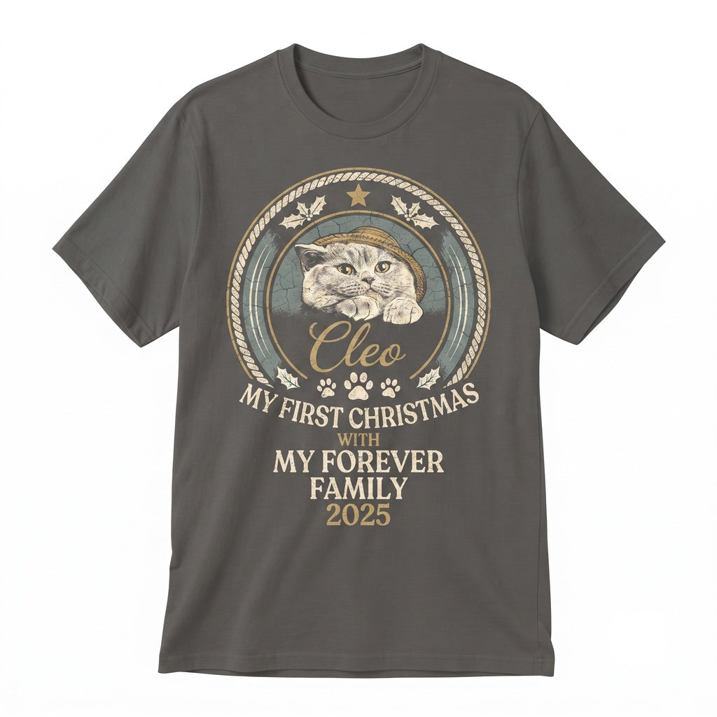 Personalized Cat Owner Gift Keepsake Photo Name Ceramic Ornament First Xmas New Pet Holiday Decor Unisex TShirt
