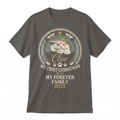 Personalized Cat Owner Gift Keepsake Photo Name Ceramic Ornament First Xmas New Pet Holiday Decor Unisex TShirt
