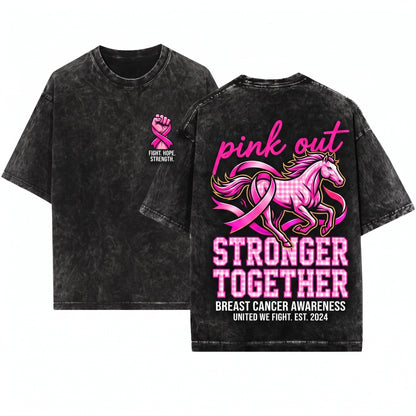 Personalized Team Name Mascot Pink Out Plaid Varsity Breast Cancer Awareness School Spirit Unisex Wash T-Shirt