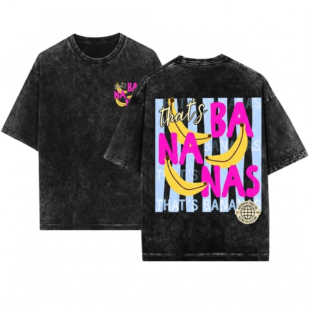 Thats Bananas Retro Graphic Food Pun Summer Fruit Trendy Crop Top Unisex Wash T-Shirt