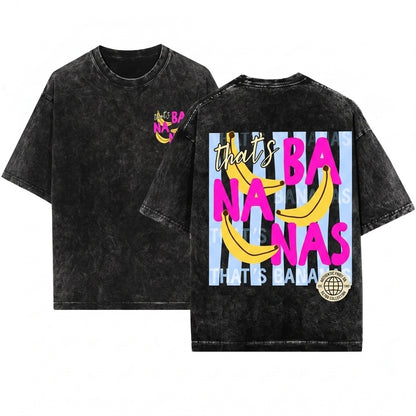Thats Bananas Retro Graphic Food Pun Summer Fruit Trendy Crop Top Unisex Wash T-Shirt