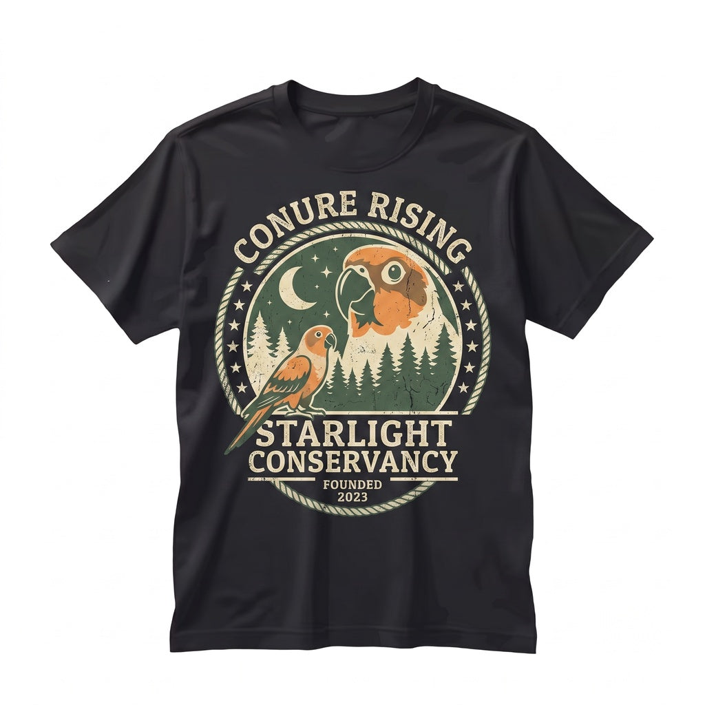 Vintage Sun Conure Howling at the Full Moon Funny Parrot Lover Gift Unisex TShirt